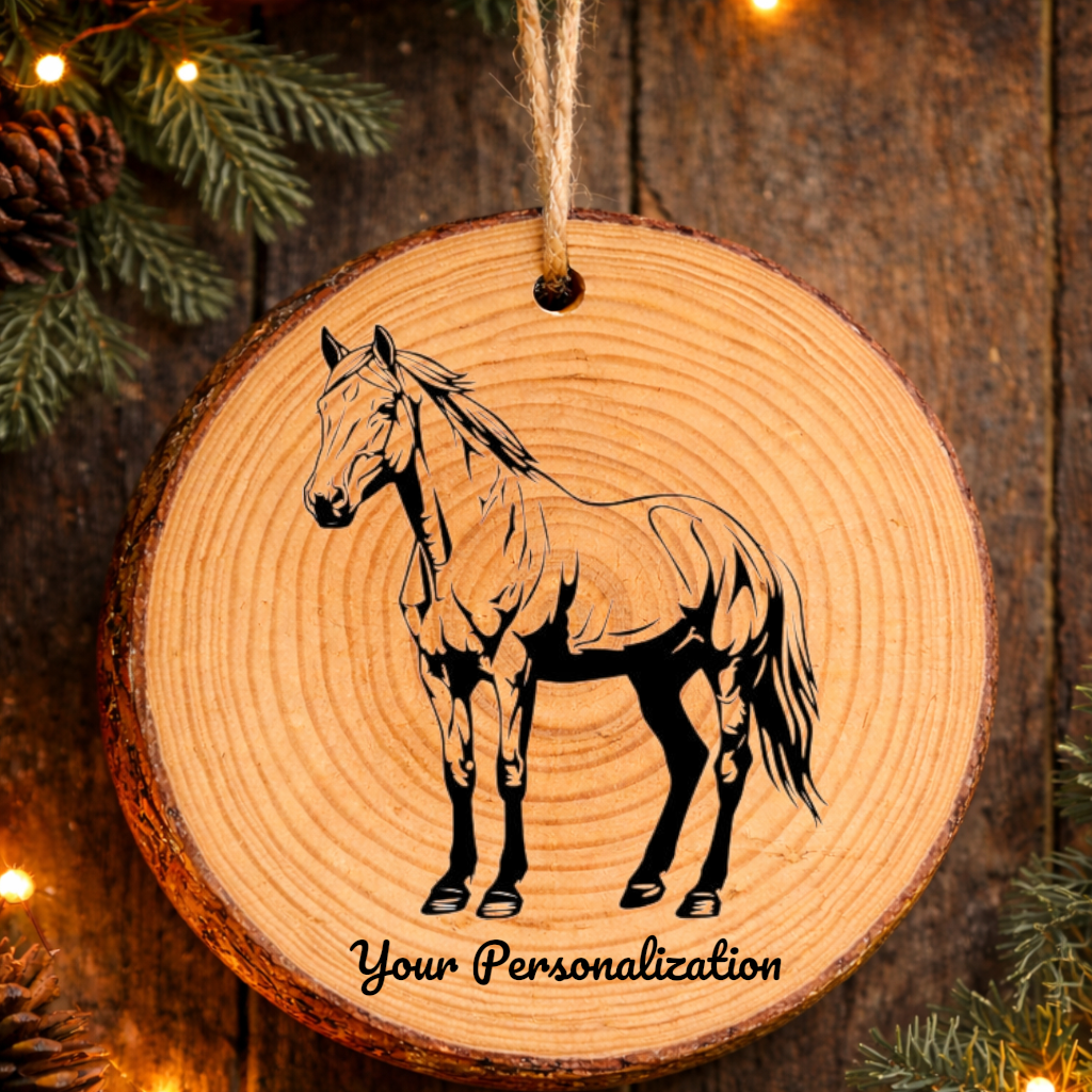 Horse Image #161 Rustic Pine Ornament