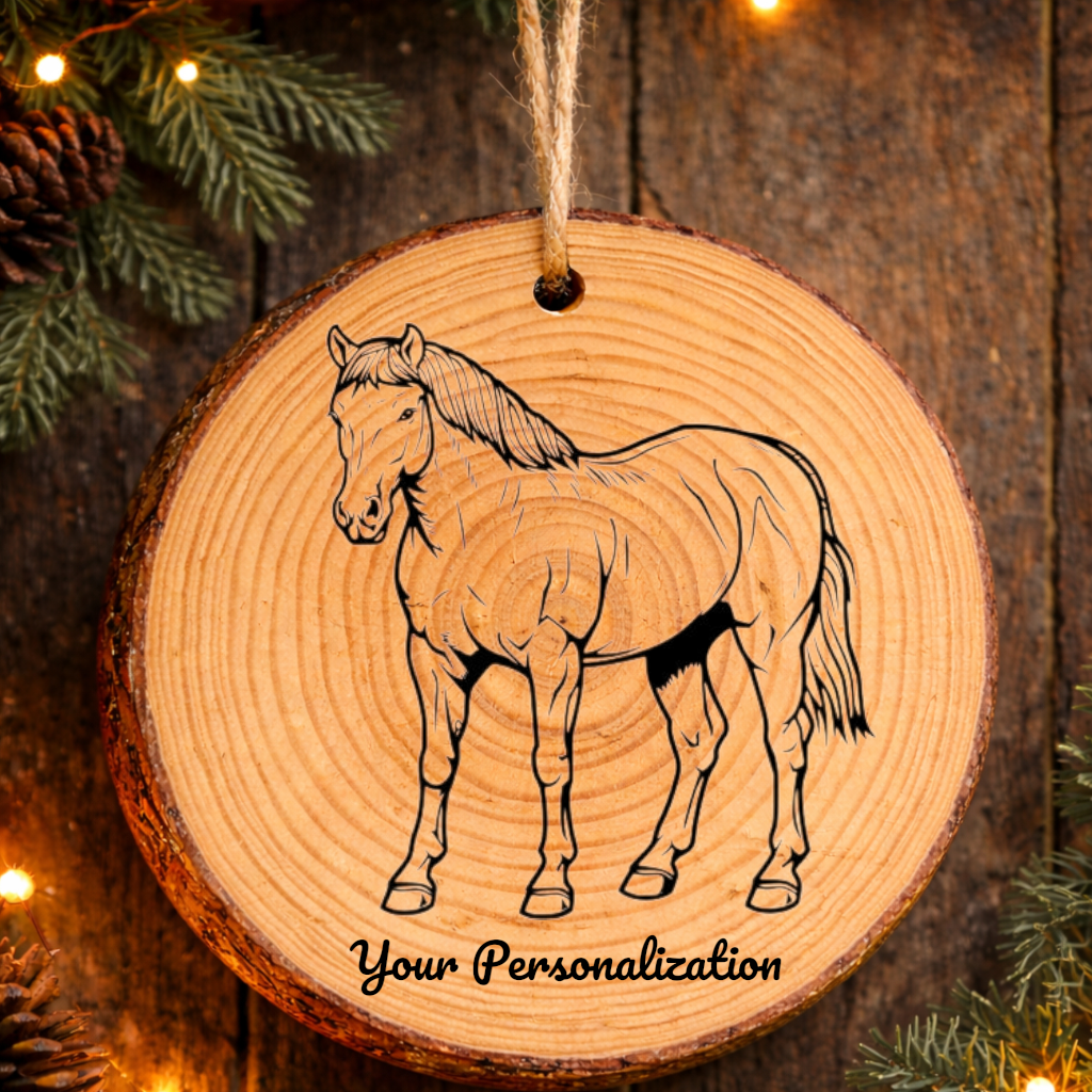 Horse Image #162 Rustic Pine Ornament