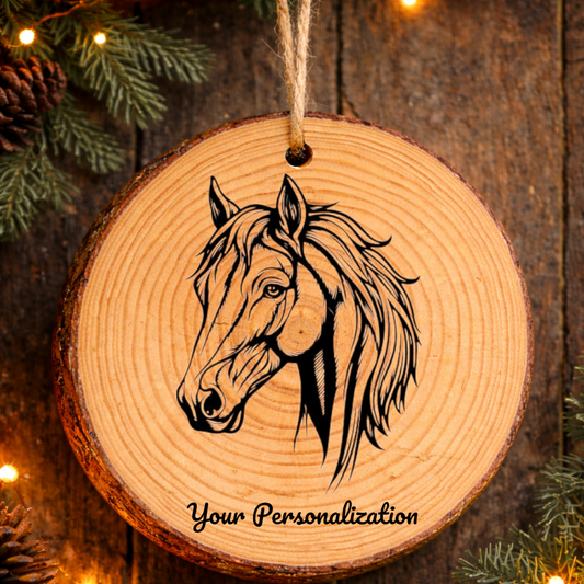 Horse Image #173 Rustic Pine Ornament
