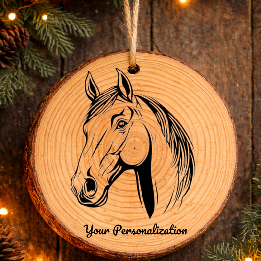 Horse Image #177 Rustic Pine Ornament