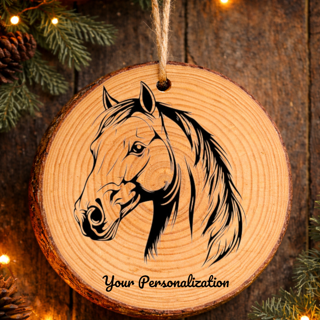Horse Image #179 Rustic Pine Ornament