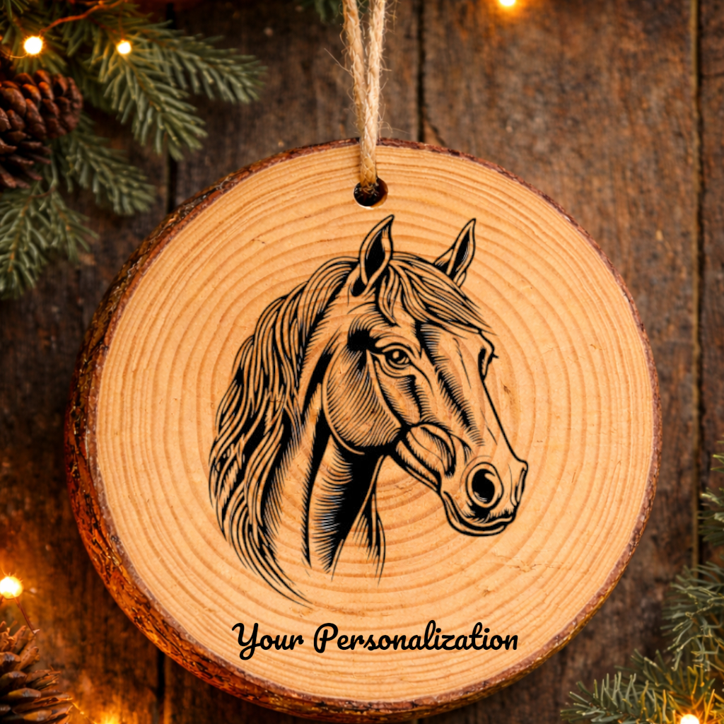 Horse Image #183 Rustic Pine Ornament