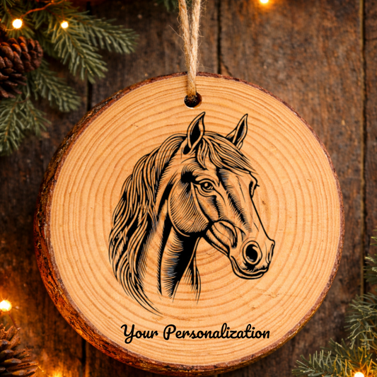 Horse Image #183 Rustic Pine Ornament