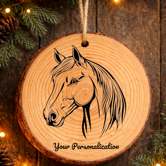 Horse Image #185 Rustic Pine Ornament