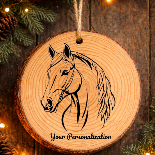 Horse Image #186 Rustic Pine Ornament