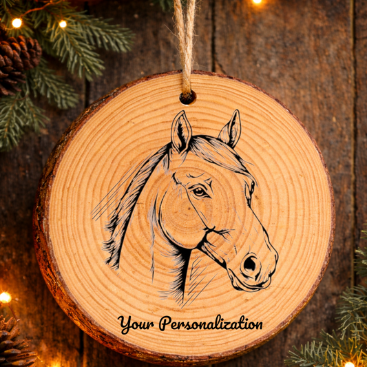 Horse Image #188 Rustic Pine Ornament