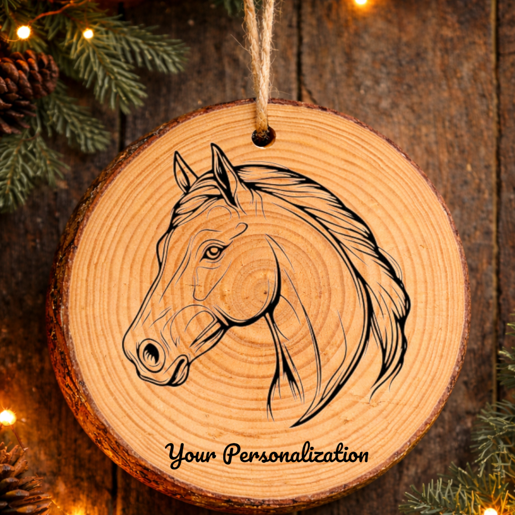 Horse Image #191 Rustic Pine Ornament
