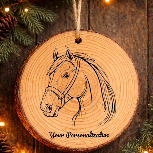Horse Image #193 Rustic Pine Ornament