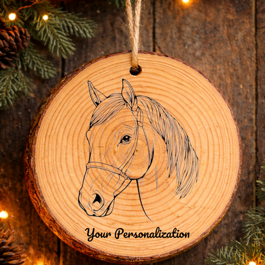 Horse Image #194 Rustic Pine Ornament