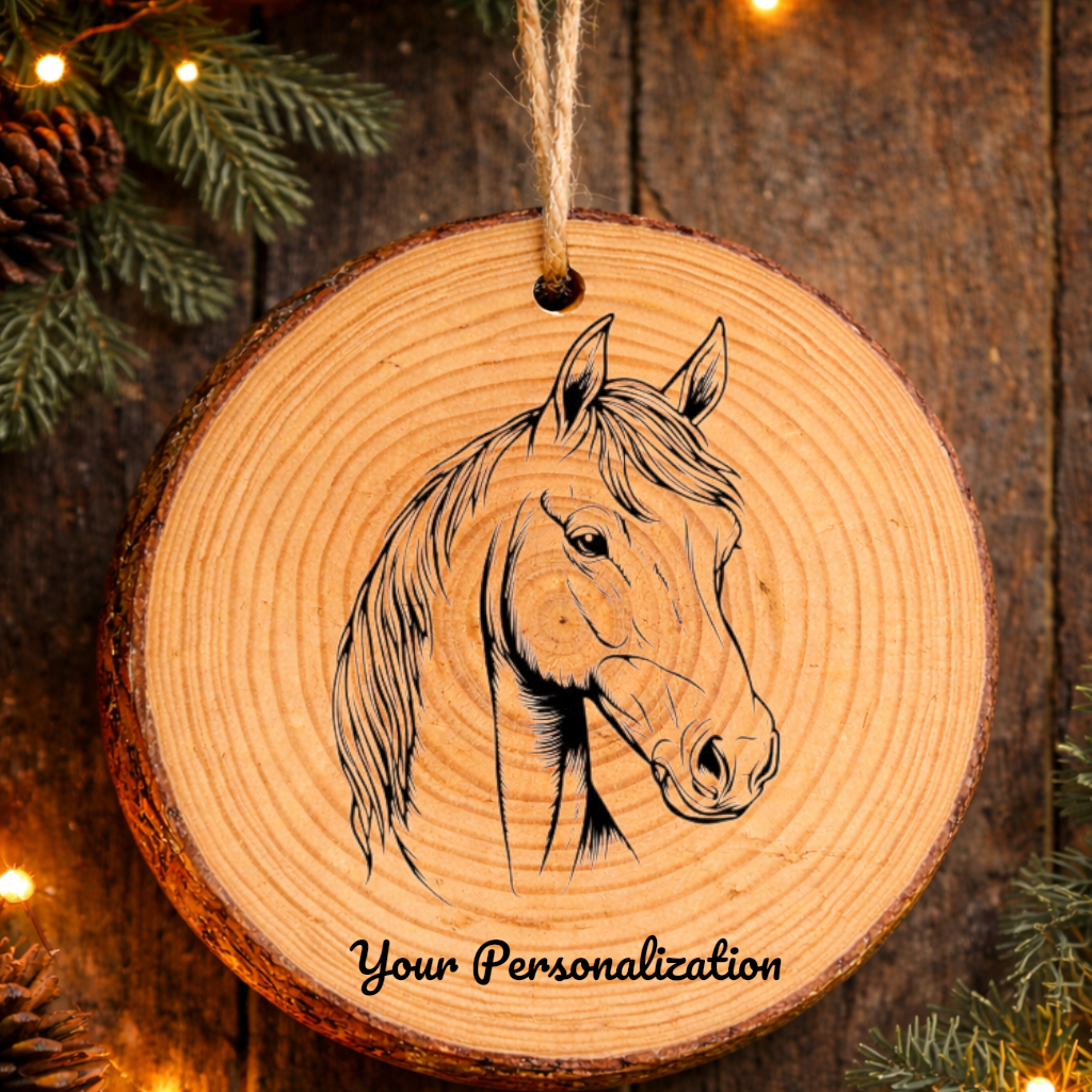 Horse Image #195 Rustic Pine Ornament