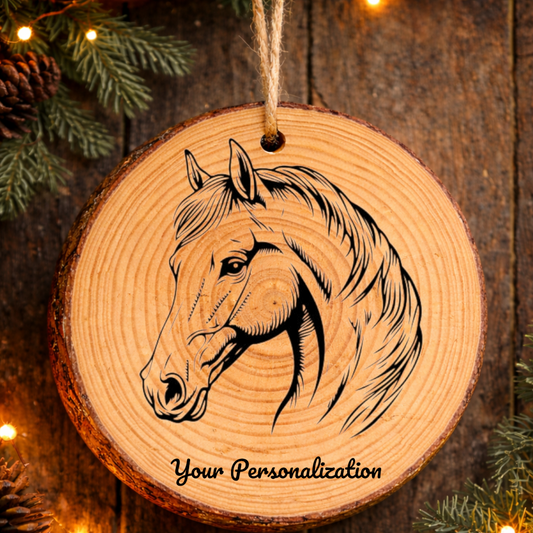 Horse Image #196 Rustic Pine Ornament