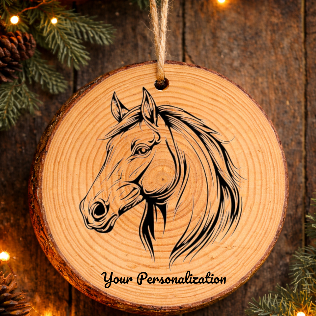Horse Image #200 Rustic Pine Ornament