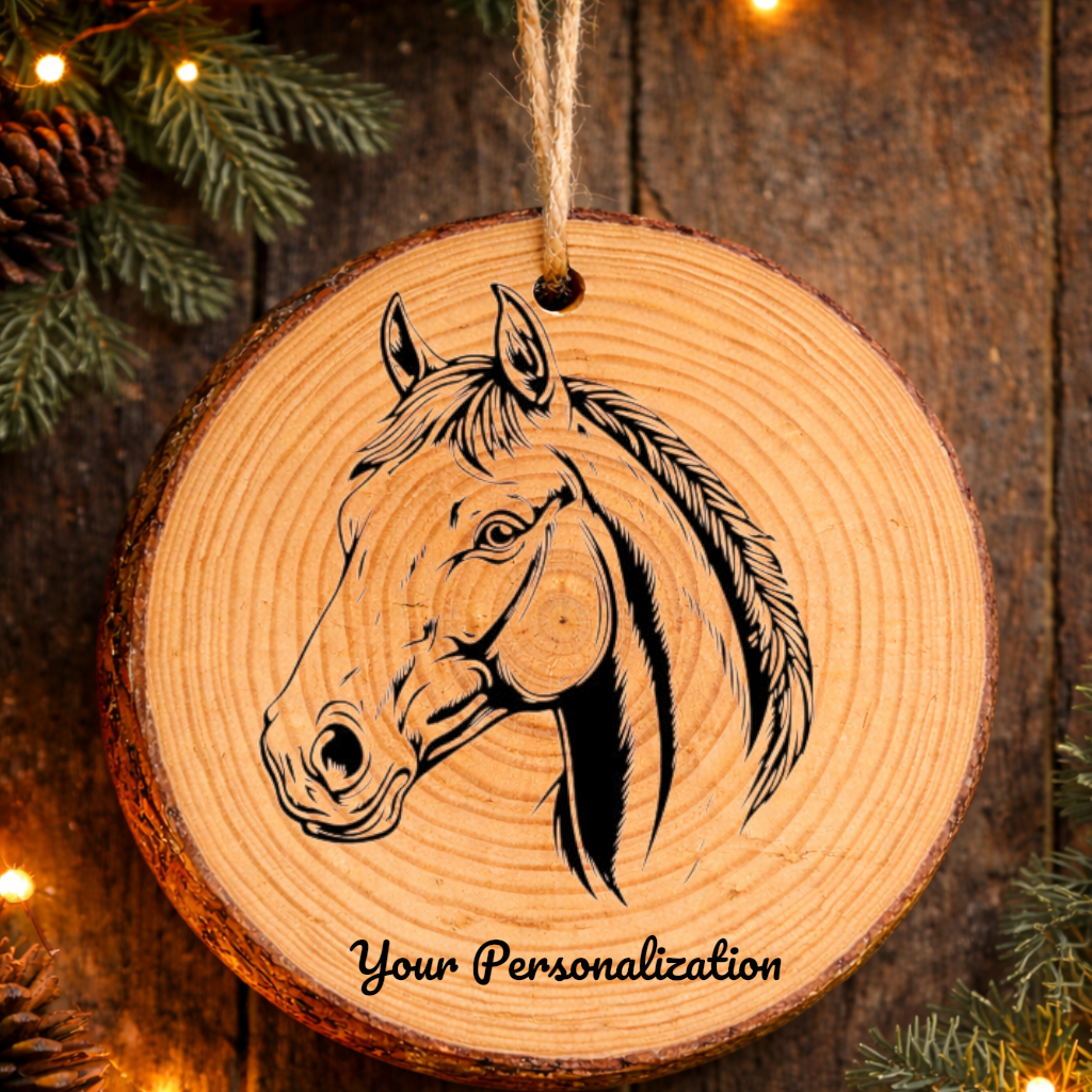 Horse Image #203 Rustic Pine Ornament