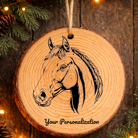 Horse Image #203 Rustic Pine Ornament