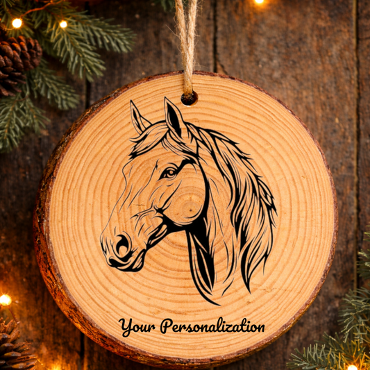 Horse Image #204 Rustic Pine Ornament