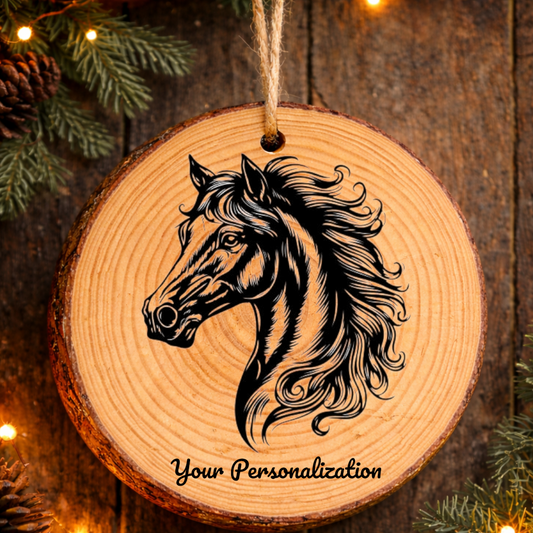 Horse Image #205 Rustic Pine Ornament