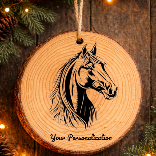 Horse Image #208 Rustic Pine Ornament