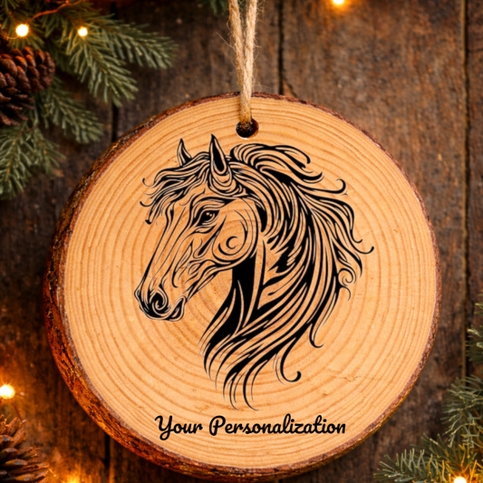 Horse Image #209 Rustic Pine Ornament