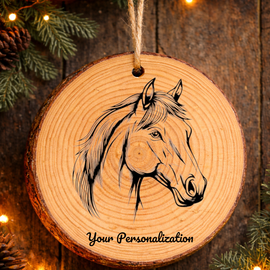 Horse Image #210 Rustic Pine Ornament