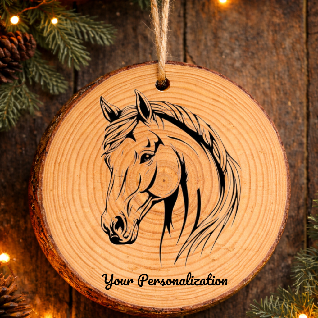 Horse Image #211 Rustic Pine Ornament