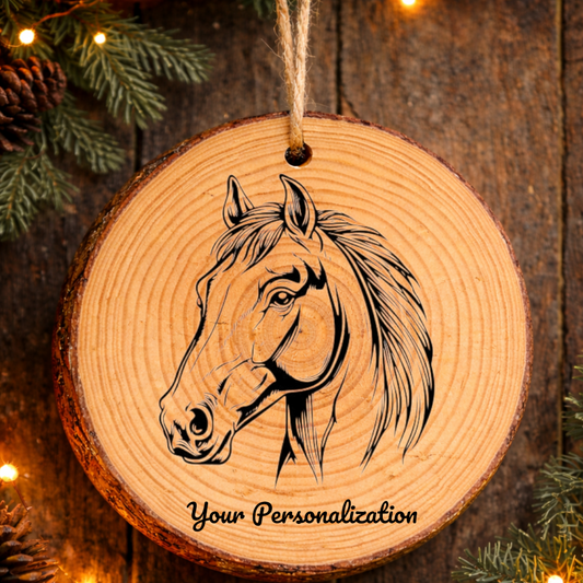 Horse Image #212 Rustic Pine Ornament