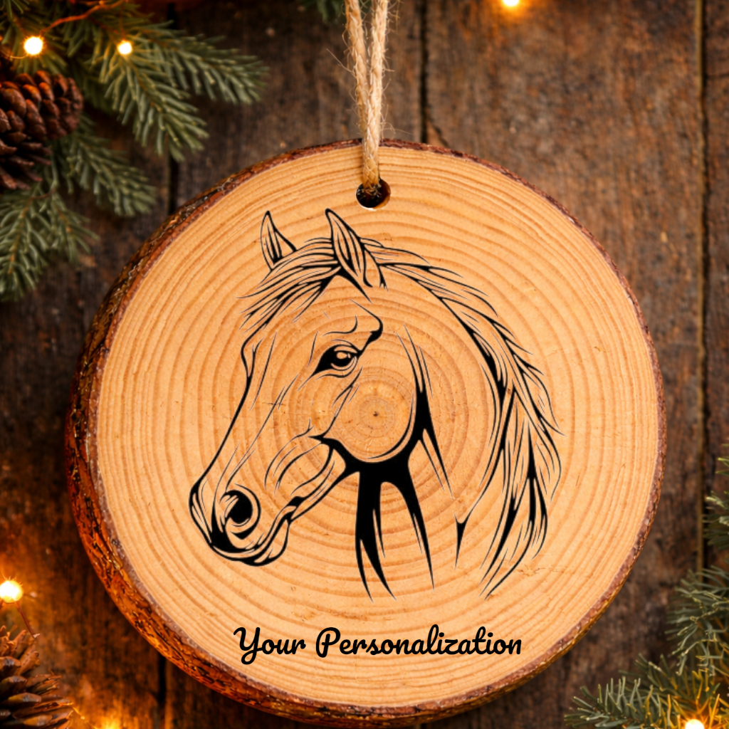 Horse Image #213 Rustic Pine Ornament