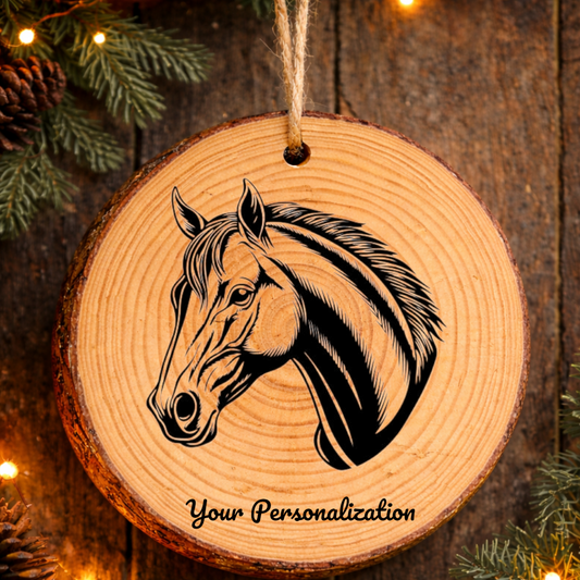 Horse Image #215 Rustic Pine Ornament