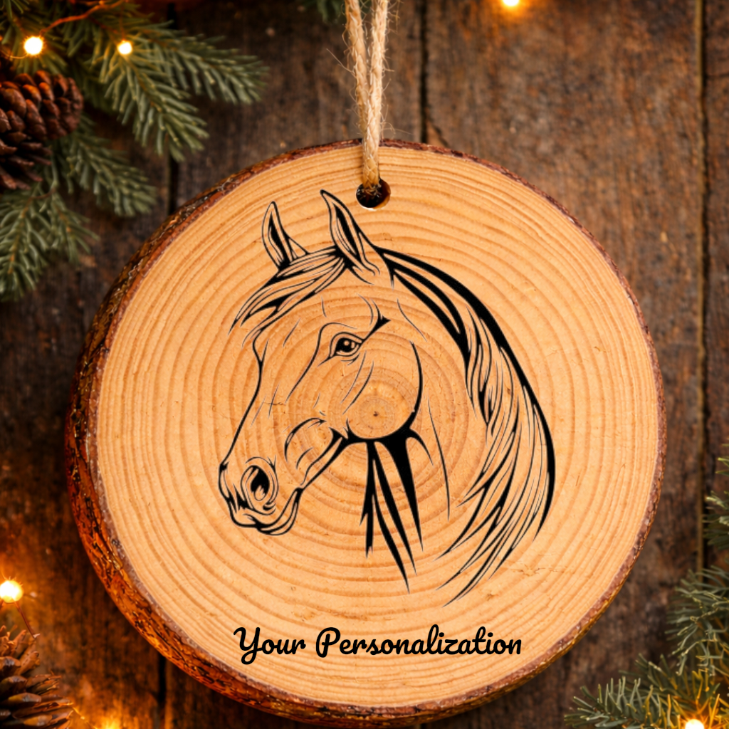 Horse Image #216 Rustic Pine Ornament