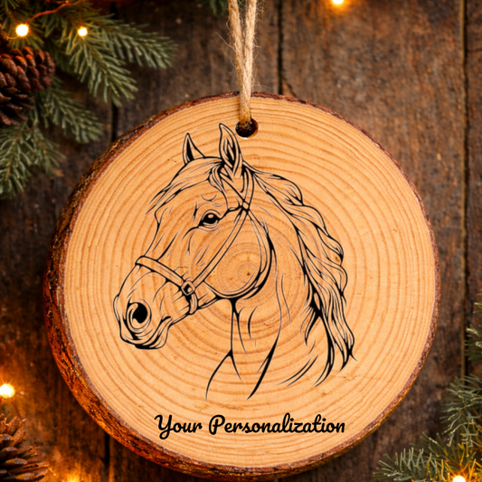 Horse Image #217 Rustic Pine Ornament
