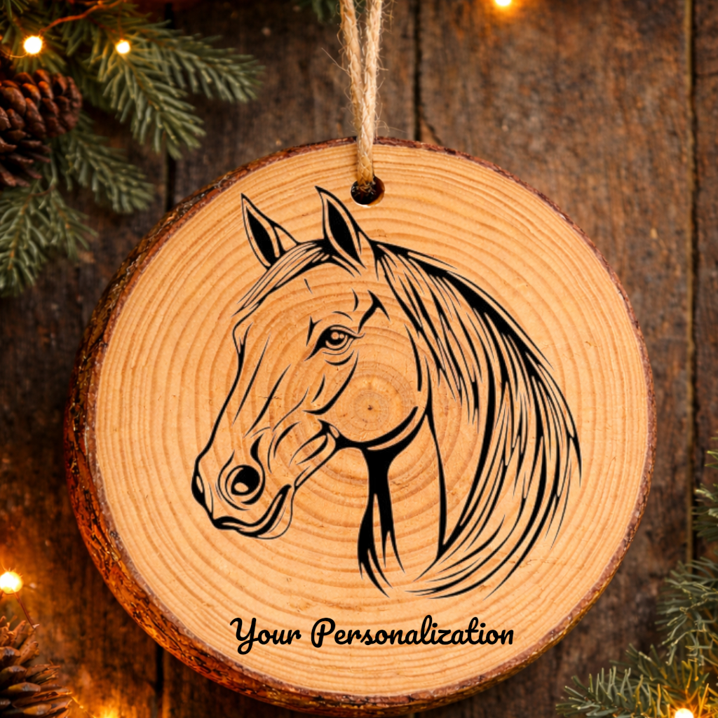Horse Image #219 Rustic Pine Ornament