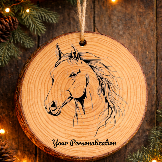 Horse Image #220 Rustic Pine Ornament