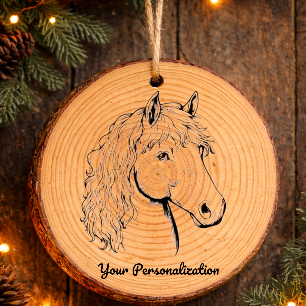 Horse Image #221 Rustic Pine Ornament