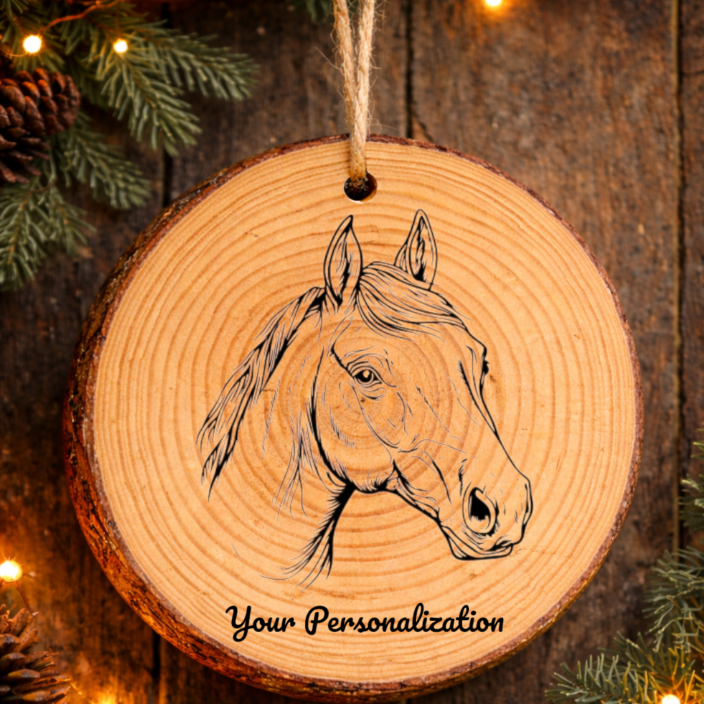 Horse Image #222 Rustic Pine Ornament