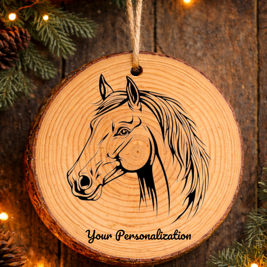 Horse Image #223 Rustic Pine Ornament