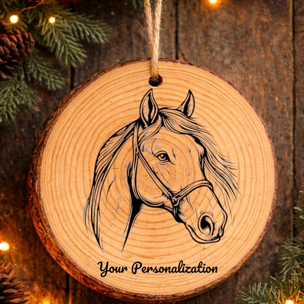Horse Image #224 Rustic Pine Ornament