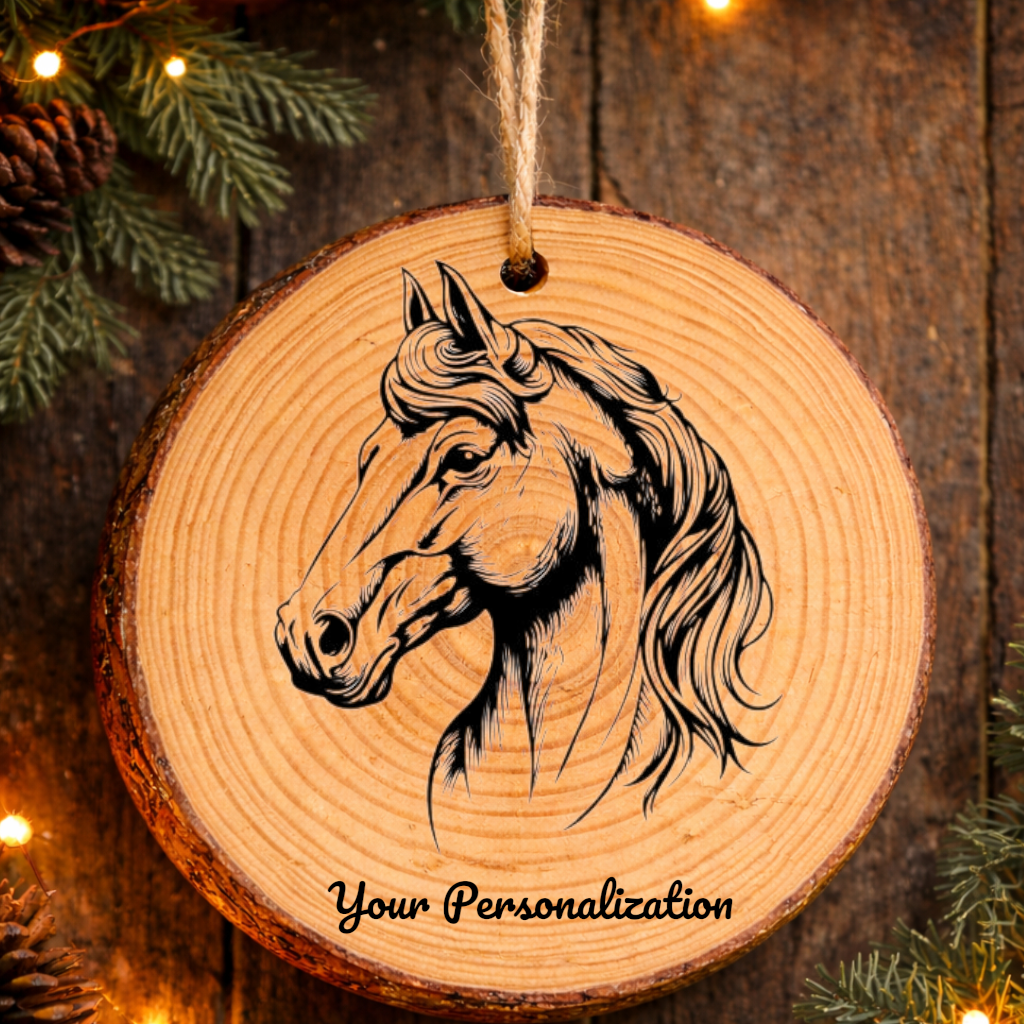 Horse Image #225 Rustic Pine Ornament