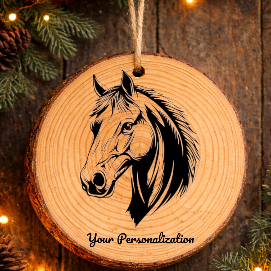 Horse Image #226 Rustic Pine Ornament