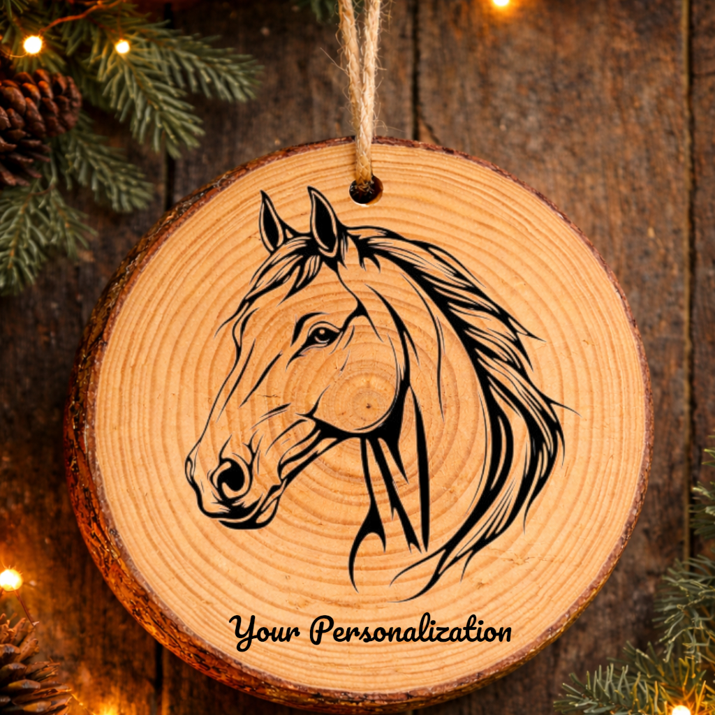 Horse Image #230 Rustic Pine Ornament
