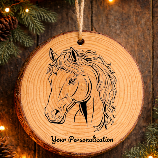Horse Image #232 Rustic Pine Ornament