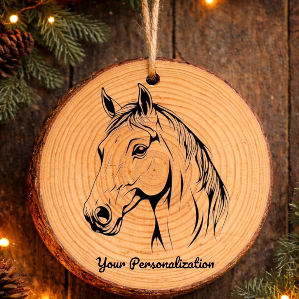 Horse Image #235 Rustic Pine Ornament