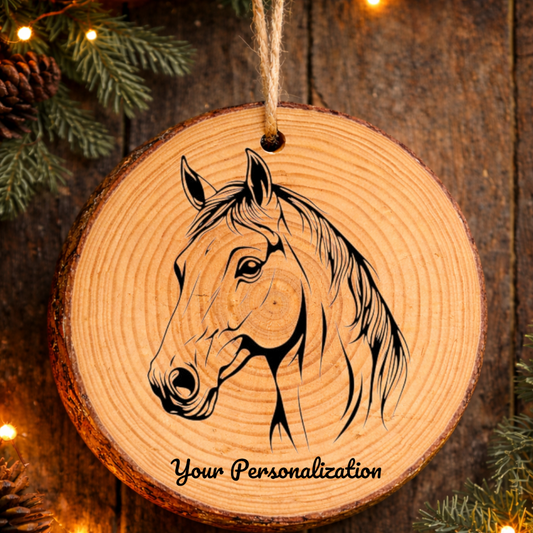 Horse Image #235 Rustic Pine Ornament