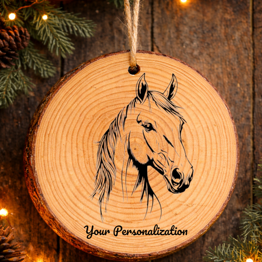 Horse Image #238 Rustic Pine Ornament