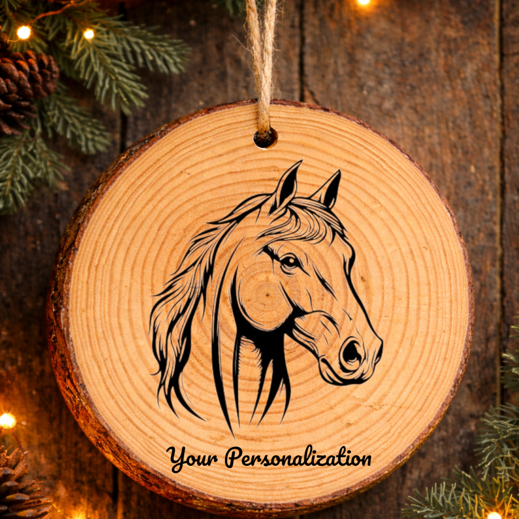 Horse Image #241 Rustic Pine Ornament