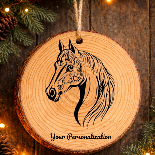 Horse Image #242 Rustic Pine Ornament