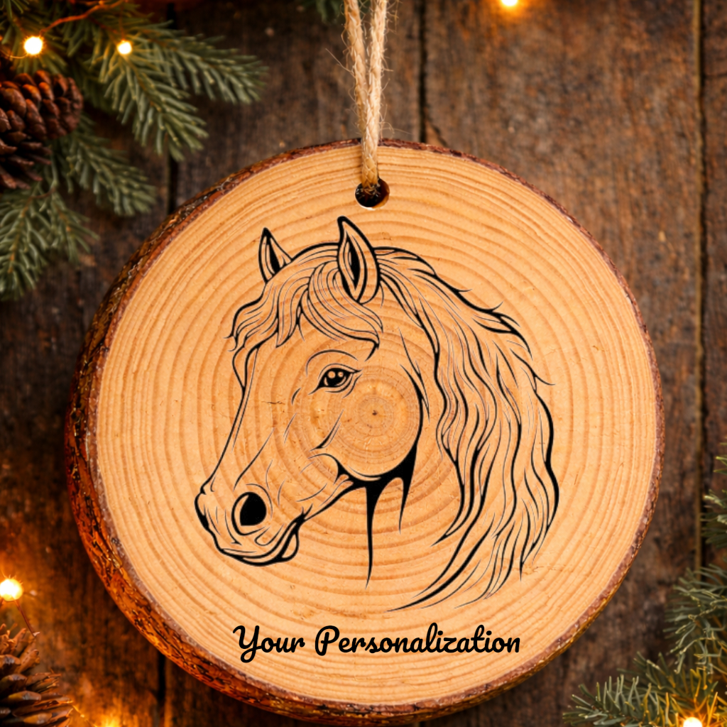 Horse Image #243 Rustic Pine Ornament