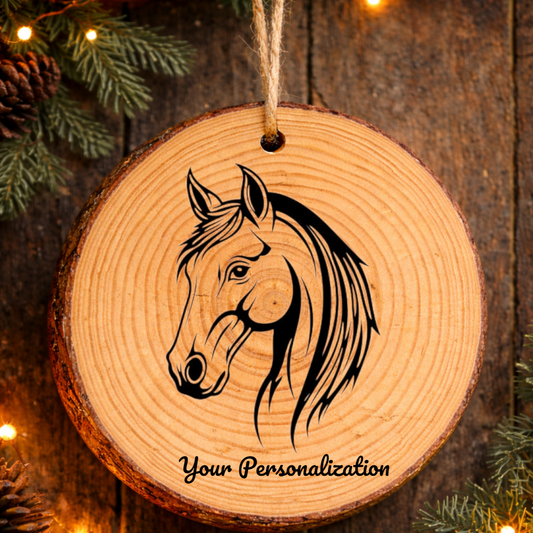 Horse Image #252 Rustic Pine Ornament