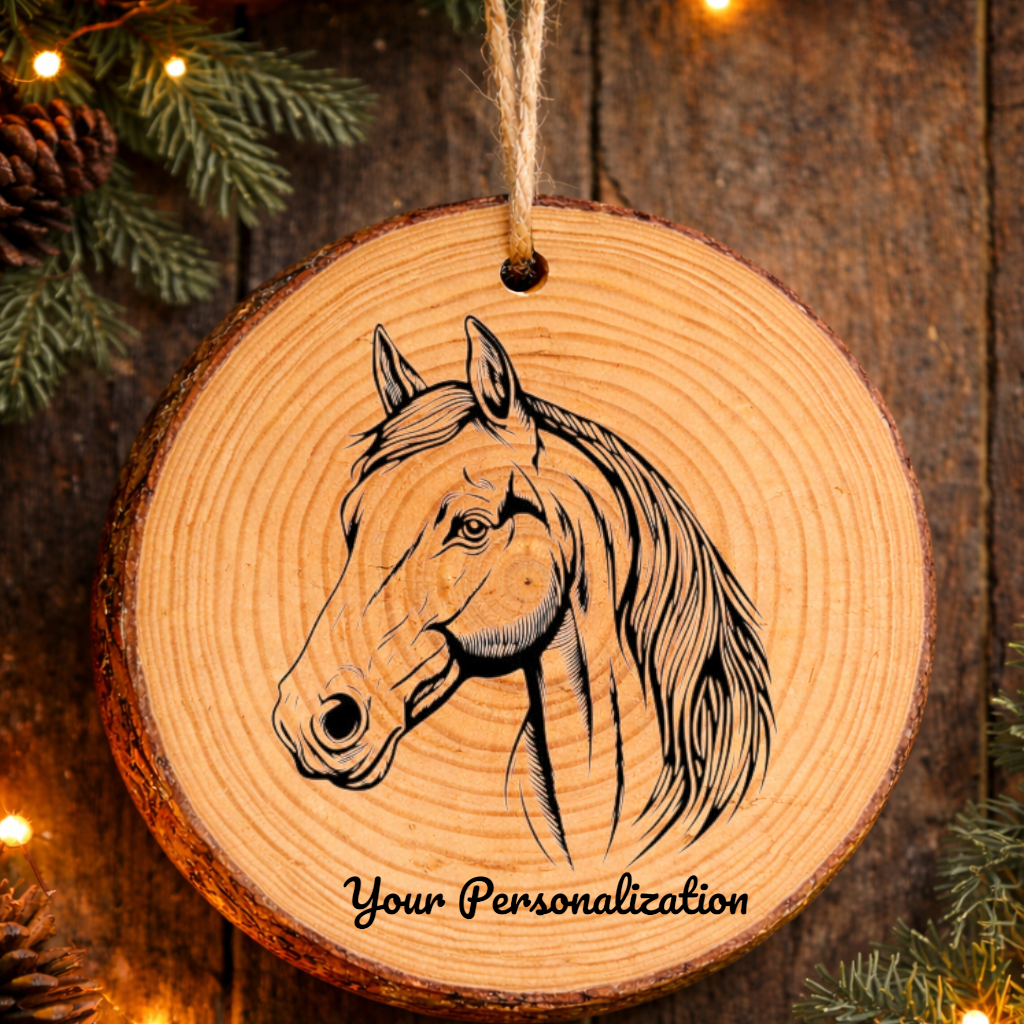 Horse Image #255 Rustic Pine Ornament