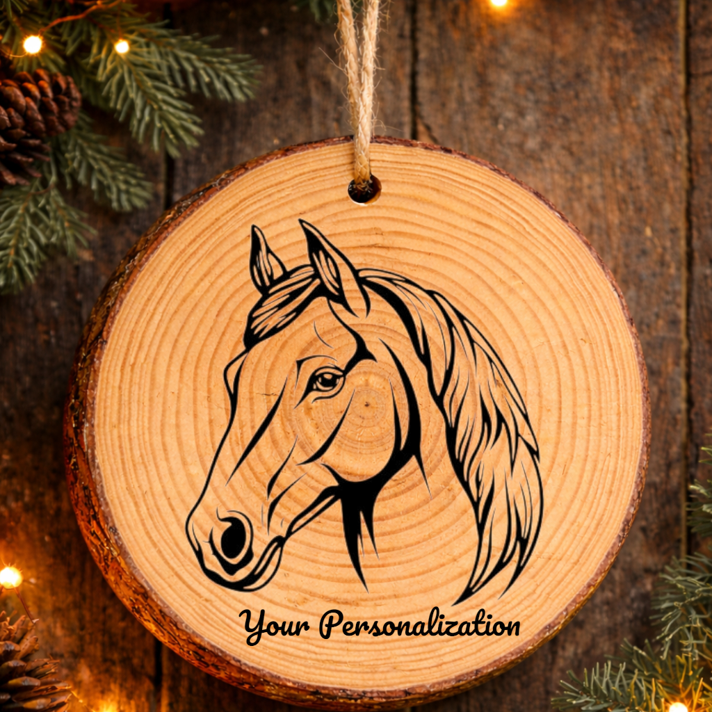 Horse Image #261 Rustic Pine Ornament