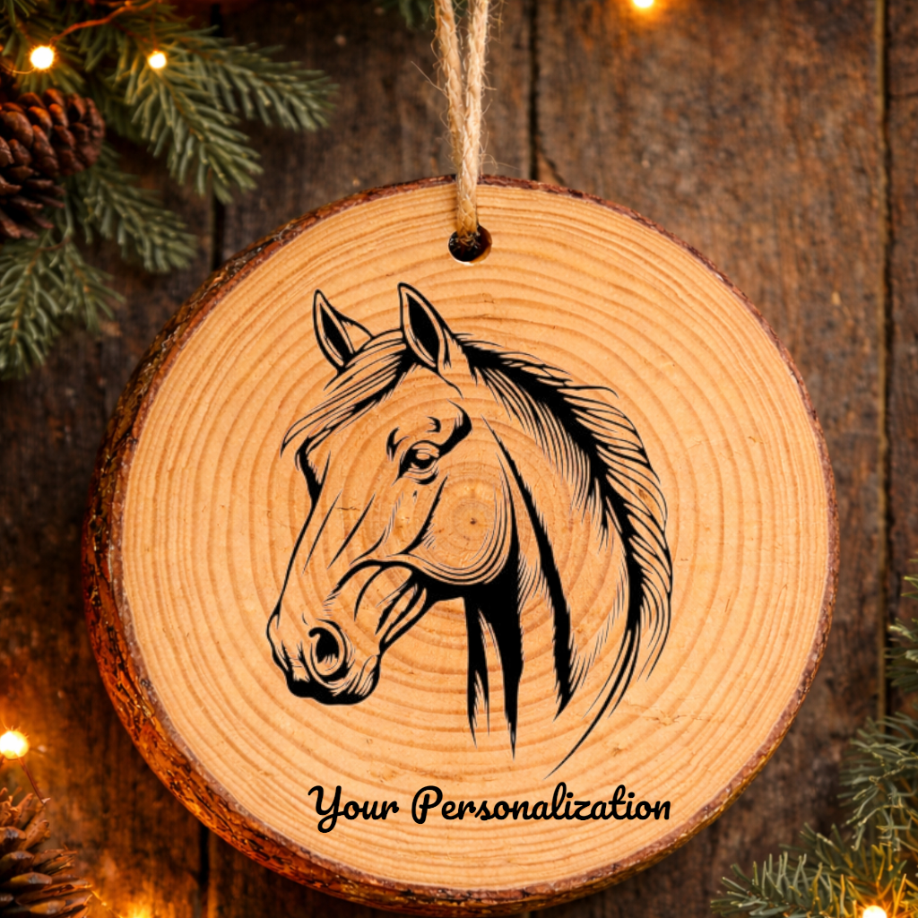 Horse Image #262 Rustic Pine Ornament