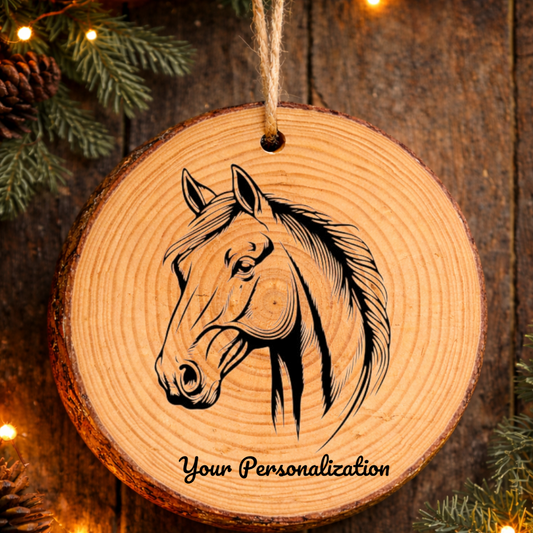 Horse Image #262 Rustic Pine Ornament